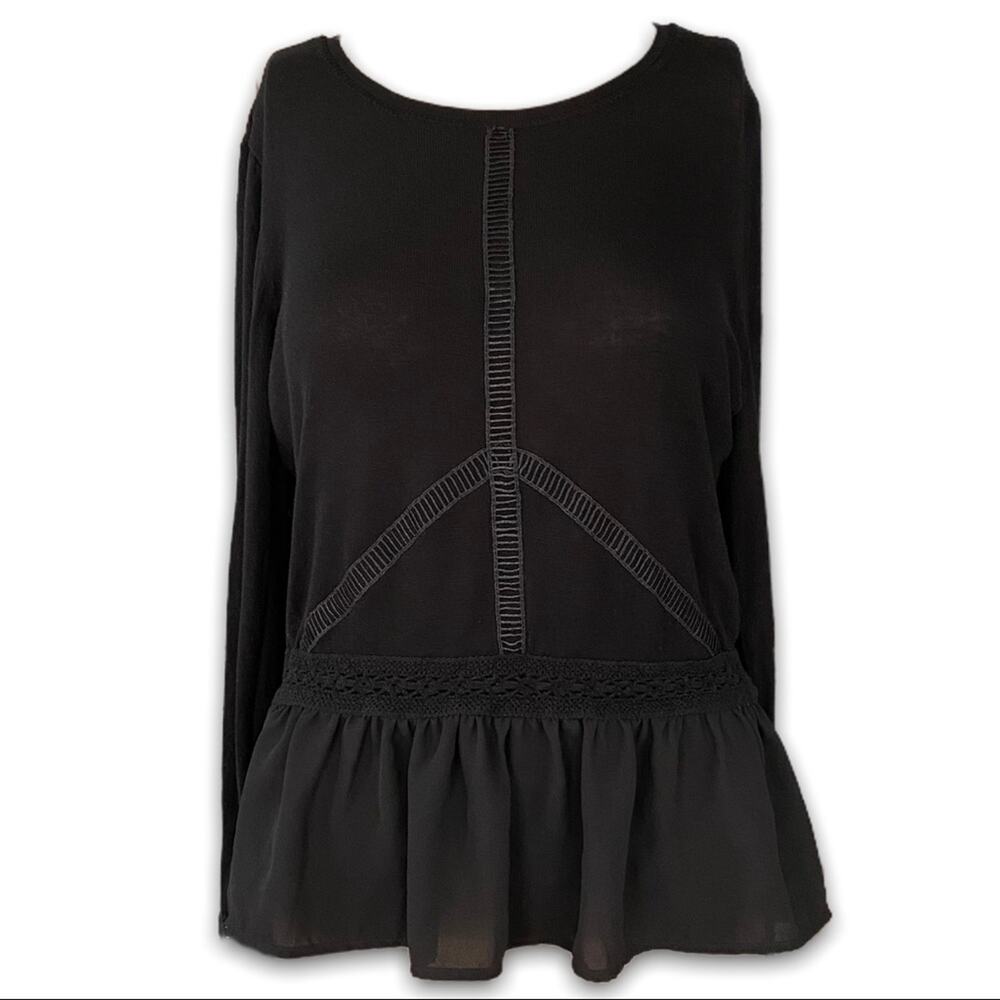 White House‎ Black Market Knit Blouse w Lace Details Women's Size Small S